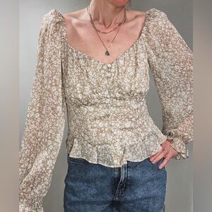 Semi-sheer floral corset style top - size medium